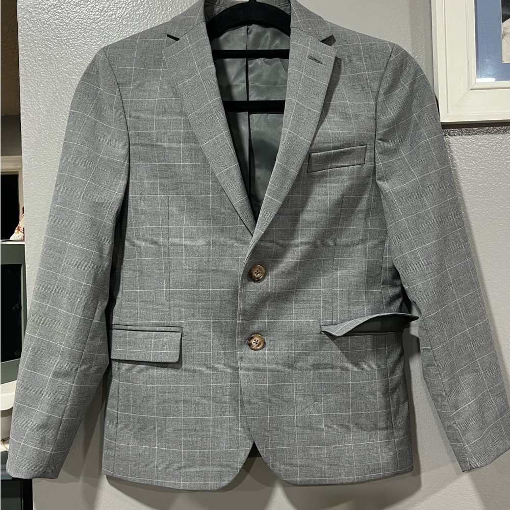 Ralph Lauren Light Gray Plaid Blazer boys size 12